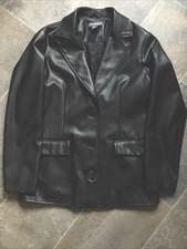 PRIMARK black ladies faux leather oversize blazer jacket size 10    NEW