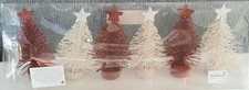 NEXT Mini Christmas Trees x 6  Red &White in original box 