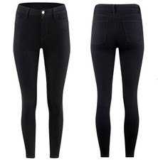 Ladies Black Skinny Jeans Stretch Slim Denim Mid Waisted Jeggings Trouser