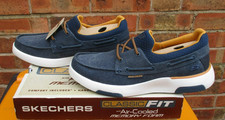 Mens Skechers Deck / Boat Shoes Bellinger Garmo Memory Foam Navy UK 6 BNIB