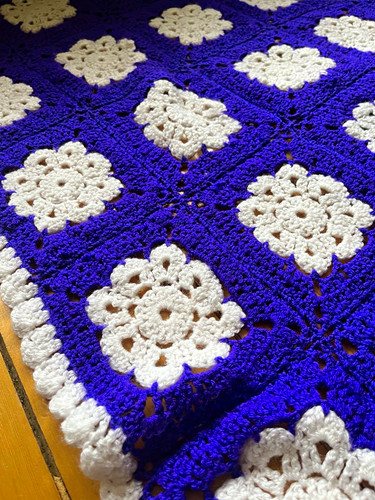 Vintage hand crochet blanket - hand,