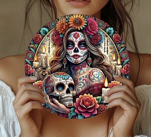 Sugar skull metal wall - skull,