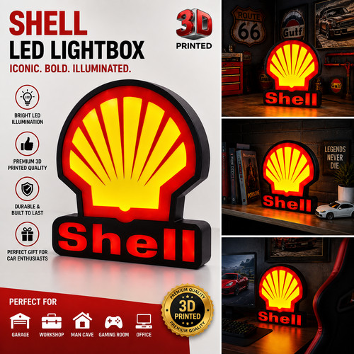 Shell led lightbox sign garage - shell,