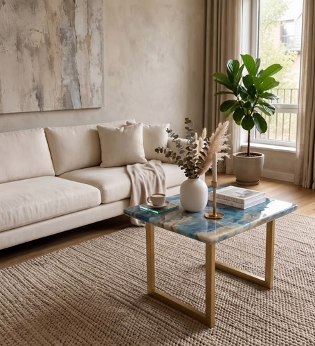 Blue onyx coffee table - blue,