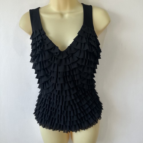 Frank lyman black frill - frill, top