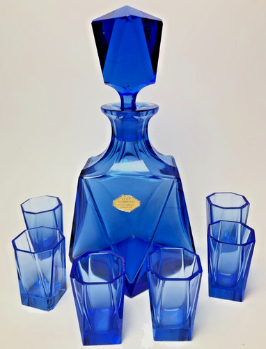 Vintage moser cobalt blue art - vintage,