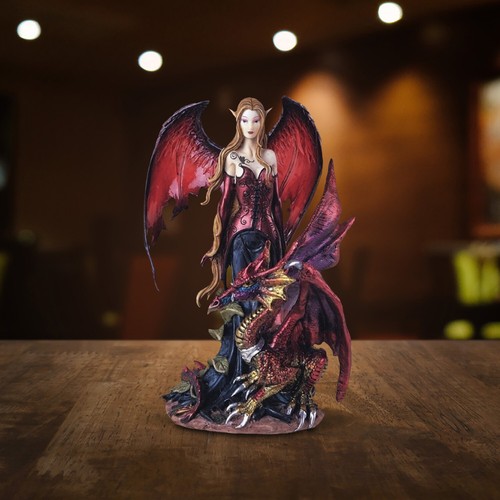 Gothic red fairy with dragon - red,