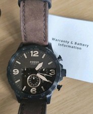 Fossil Nate Chronograph Brown Leather Watch JR1487.