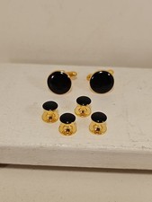 Set Of 6 Round Black & Gold