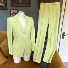 Y2K ALMA COUTURE Pale Lime Green Trouser Suit - Blazer Jacket & Trouser SZ38
