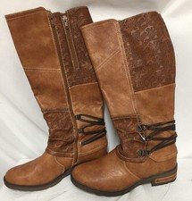 Ladies PAVERS Brown Patterned Detail Cowboy Boots UK 40 - CG S89