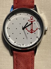 Womens Watch Nautical Maritime Rowing Sailing Boating Emblem Red Strap