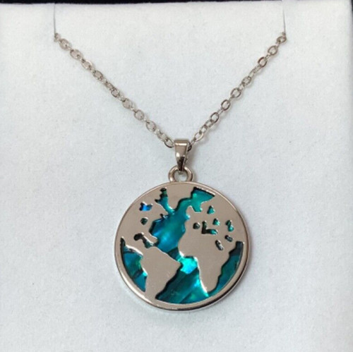 Paua shell world globe pendant - paua,