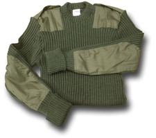 ARMY / NATO MILITARY GREEN WOOLLY PULLY JUMPER 100% WOOL WITH EPAULETTES [16002]