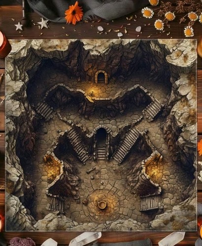 Cavern cave ruins - ruins, battle