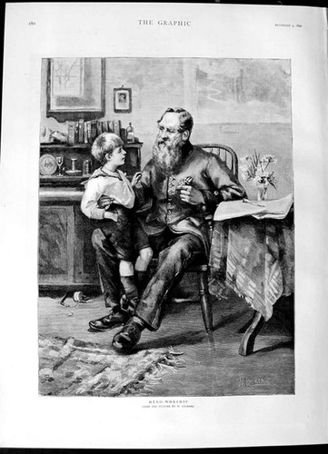 Original old antique print - old,