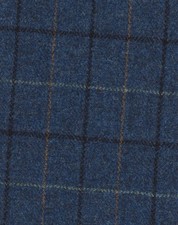 Harris Tweed Fabric cloth blue w/ green orange black Check 74cm Wide x 50cm Long