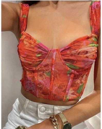 Zara pink orange green floral - green,