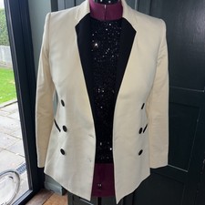 Whistles Tuxedo Blazer, Cream And Black Size 8