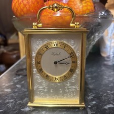 Vintage Swiss Imhof 15 Jewel Carriage Clock – Engraved Dial, Brass Case, Working