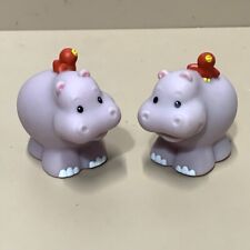 2x Fisher Price Little People Zoo Ark Animal Figures Hippo w/ Red Bird Kid Toys