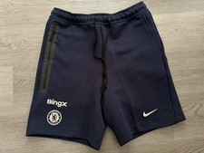 Chelsea FC Nike Tech Fleece / BingX Player Issue Mens Blue Shorts Size Large NEW