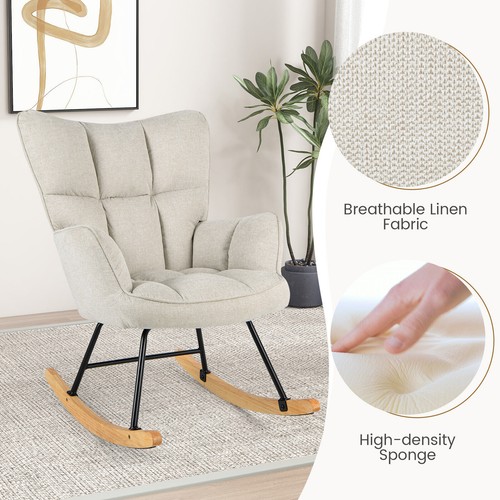 Linen rocking accent chair - linen,