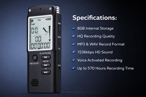 8gb lcd digital voice recorder - voice,