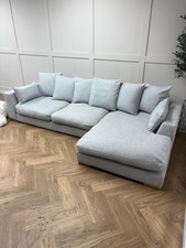 Grey DFS Plush Pillow Back Right Hand Facing L Shape Sofa- Delivery Available