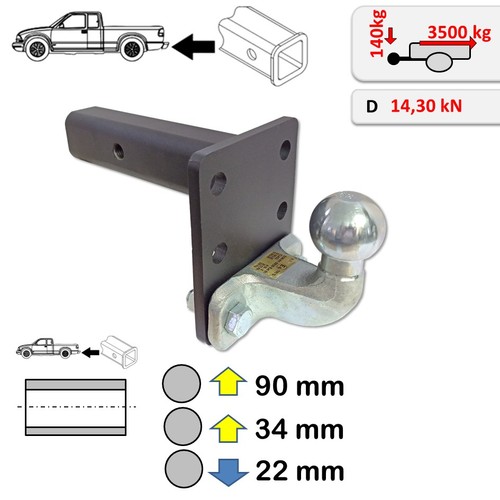 Towbar ball hitch - adapter, for