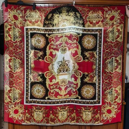Versace red gold baroque print - gold,