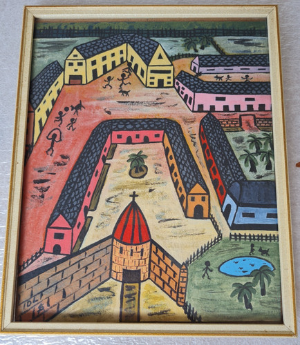 Signed folk art haitian - folk,