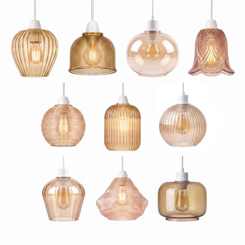 Retro amber glass lamp shade - lamp,