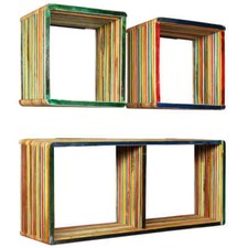 Solid Reclaimed Teak Wall Shelf Set 3 Piece Multicolour Home Display 2025