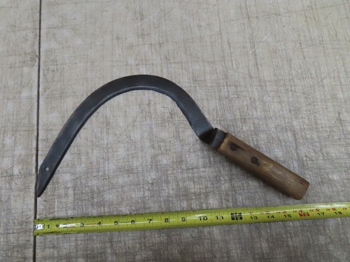 Vtg antique hand sickle wood - vtg, w