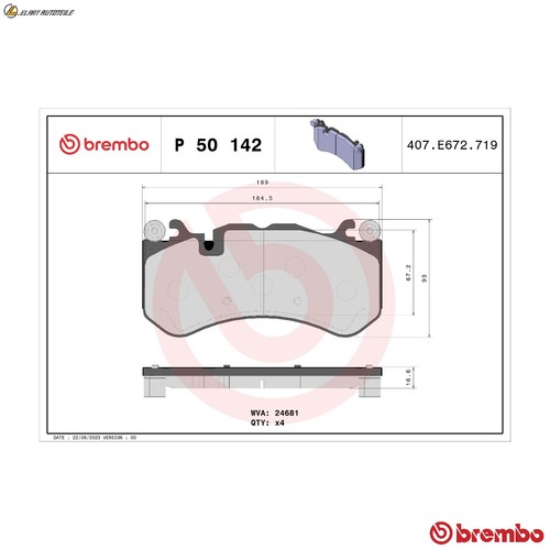 Brake pad set - disc,