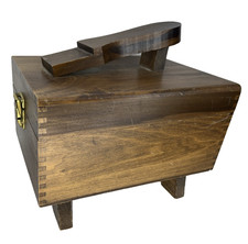 Vintage Wood Dovetailed Shoe Shine Box & Contents
