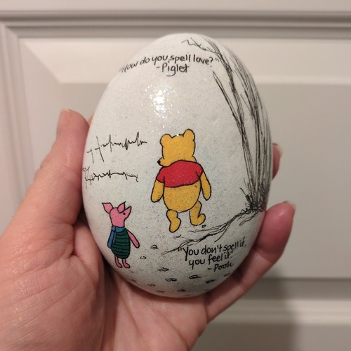 Hand painted pebble pooh - hand, &