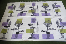 Rare Terence Conran Black Goblets rayon 1952 David Whitehead - 87 x 123cm UNUSED