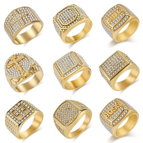 Men iced out ring hip - out,