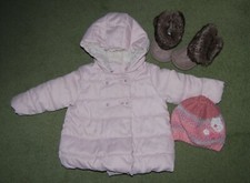 Next, H&M, Girls, Soft, Padded, Coat, Hat, Boots, 6-9 months