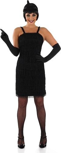 Womens 1920s fringed black - 1920s,