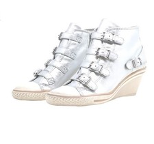 Vtg Ash Silver Leather High