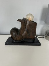 Wooden Boot Lamp - Hand Carved