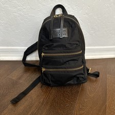 MARC by MARC JACOBS The Biker Gold Zipper Black Nylon Medium Backpack