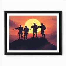 Soldiers Silhouetted Against A