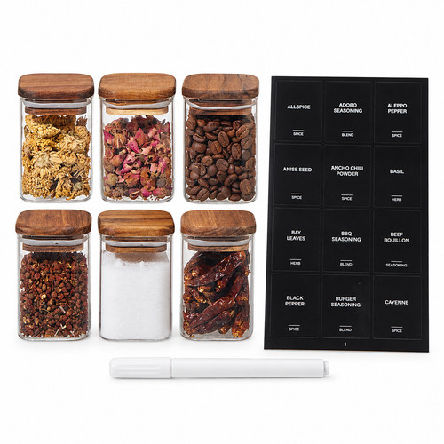 Square glass spice jars - square,