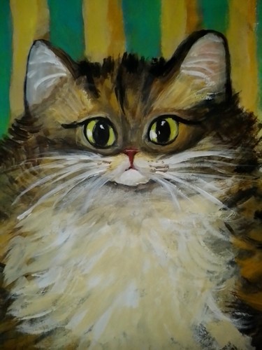 Cat painting vintage style - vintage,