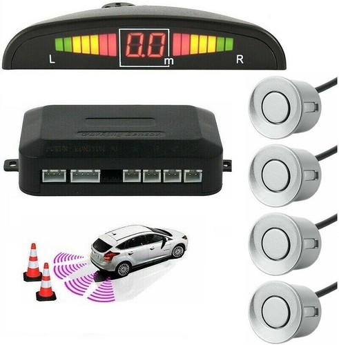 Silver car rear reverse radar - car,