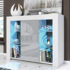Modern Sideboard Display Cabinet I TV Stand I High Gloss Doors I Free LED Lights
